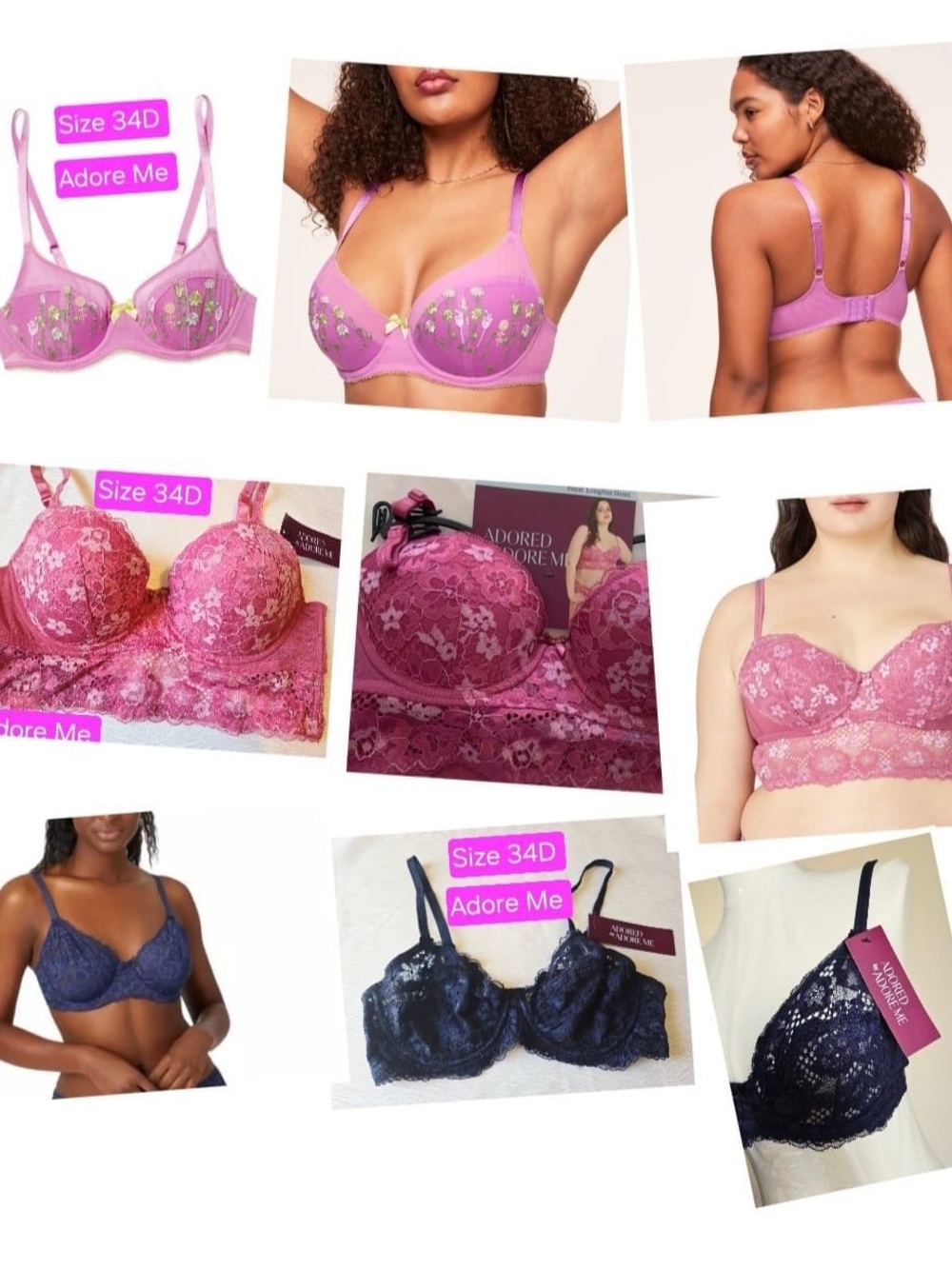 Lot of 7 new women's bras (VS, Savage x Fenty, Adore Me)